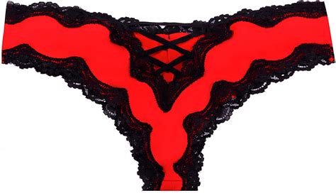 Confonze Sexy V Back Criss Cross Panties Women Floral Lace Underwear