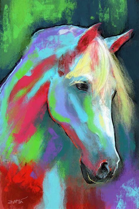 Horse Paintingpastel Painterly Colorful Horse Painting Horse Etsy