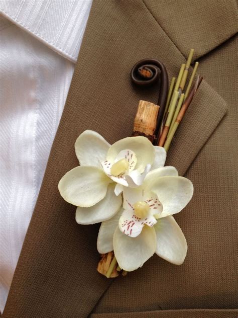Boutonniere ivory satin grooms boutonniere can be made in | etsy. Phalaenopsis Orchid Bamboo Boutonniere Beach by ...