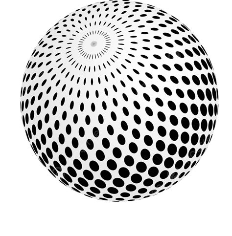 Black And White 3d Vector Object Of A Sphere With A Halftone Effect And