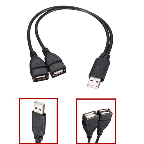 Usb 20 A Male To 2 Dual Usb Female Jack Y Power Cord Adapter Cable For