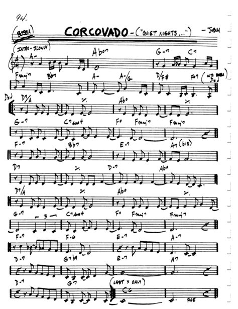 Corcovado Lead Sheet Pdf By Antonio Jobim Minedit In 2023 Jazz Standard Jazz Sheet Music