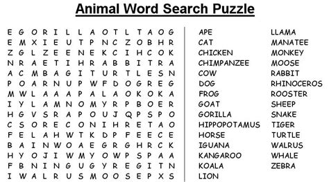Animal Word Search Printable That Are Playful Jimmy Website