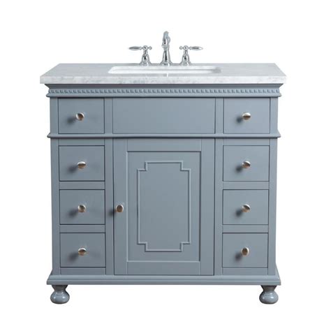 Stufurhome 36 In Gray Single Sink Bathroom Vanity With Carrara White