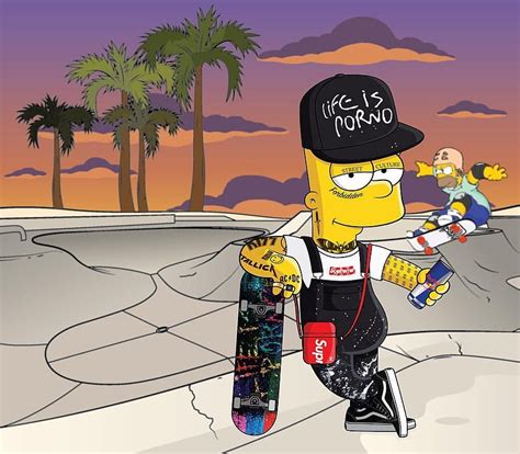 Dope Bart Simpson Skating Supreme Skateboard Hd Wallpaper Pxfuel