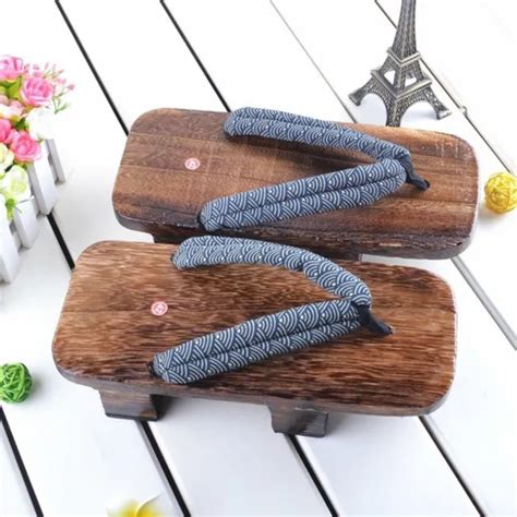 MENS WOODEN FLIP Flops Japanese Kimono Geta Clogs Thong Sandals