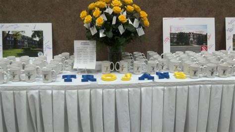 Head Table At 35th Class Reunion With Yellow Roses For Deceased