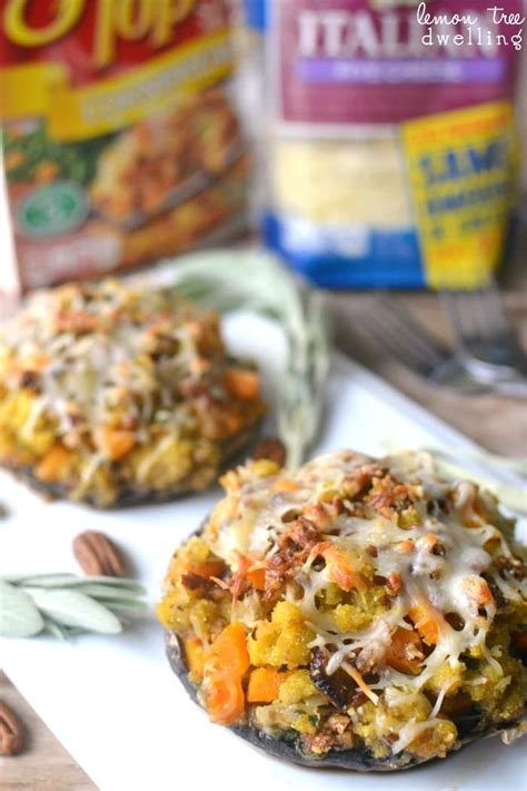 The day before you cook and serve the dressing: Thanksgiving Leftover Stuffed Mushrooms #TasteTheSeason # ...