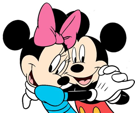 A Cartoon Mickey And Minnie Mouse Hugging Each Other