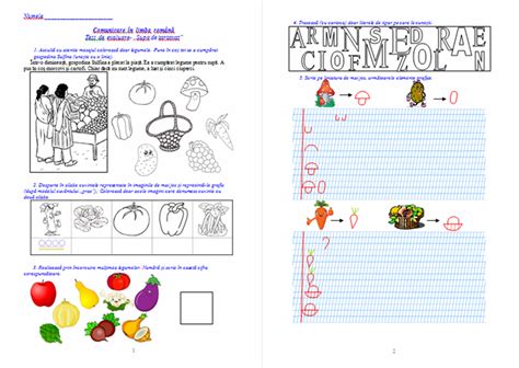 Fișă De Evaluare Supa De Legume Clasa Pregătitoare Clr