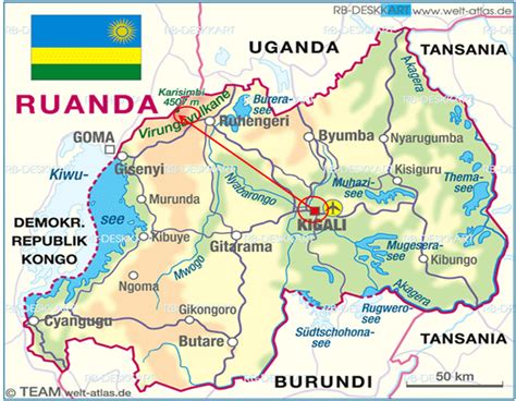 Map Showing Rwanda Road Network From Kigali To Karisimbi