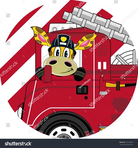 Cute Cartoon Giraffe Fireman Firefighter Fire Stock Vector Royalty Free 702766642 Shutterstock