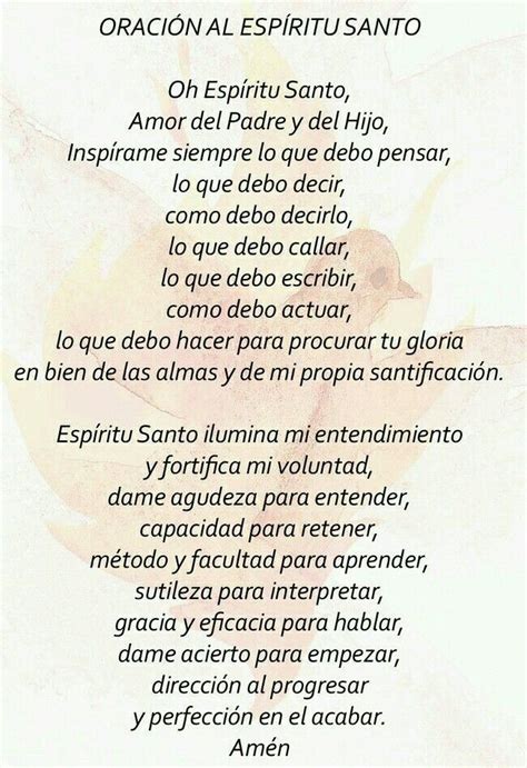 Nos hace ver todas las cosas a través de dios y nos impulsa a buscarlo. Oración al Espíritu Santo. | Oración al espíritu santo ...