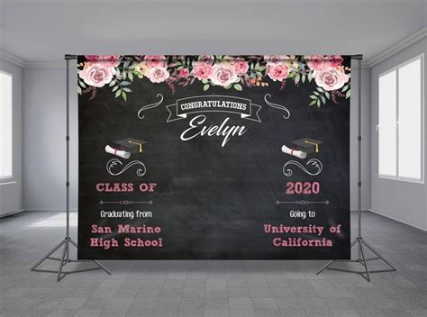 Graduation Party Backdrop Grad Photo Booth Chalkboard Etsy