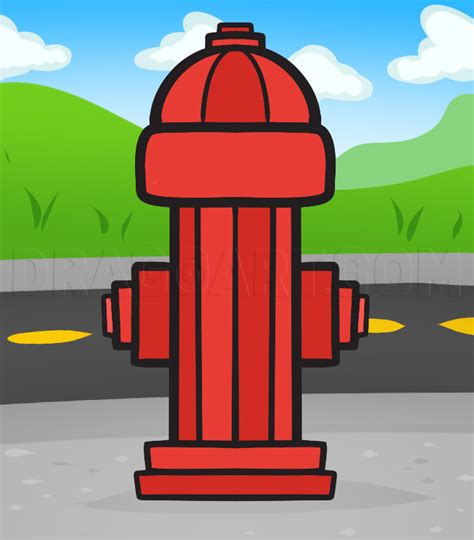 How To Draw A Fire Hydrant, Fire Hydrant, Step by Step, Drawing Guide