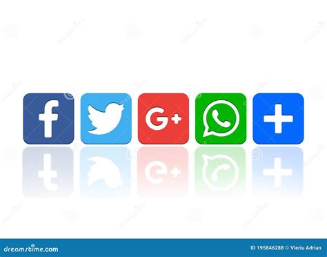 Social Media Buttons Icon Isolated Editorial Stock Photo Illustration