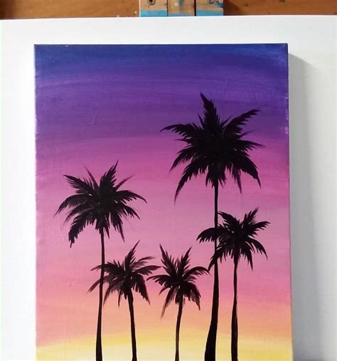 16 Cute Paintings Easy Sunset Sunset Canvas Painting Palm Trees