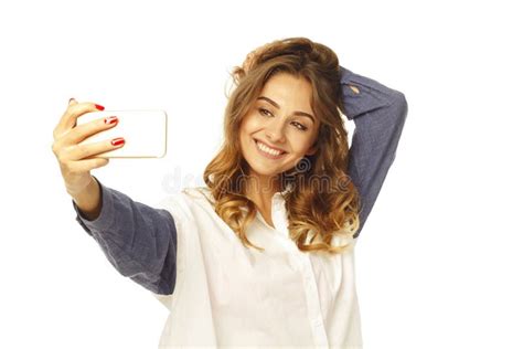 Portrait Of A Beautiful Young Woman Making Selfie On Smart Phone Stock Image Image Of Self