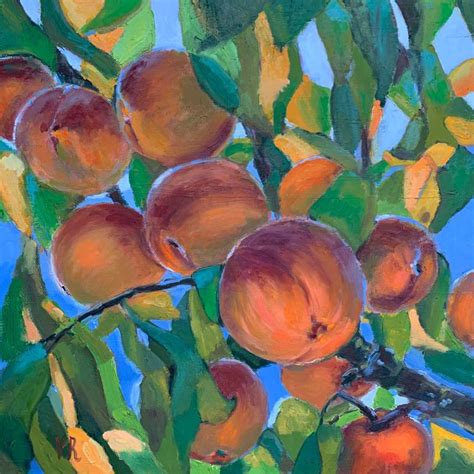 Abstract Peaches Original Oil On Canvas Painting By Victoria
