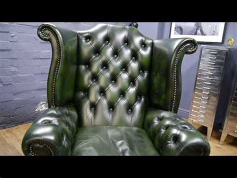 Vidaxl chesterfield armchair footstool pvc leather silver lounge seat wing sofa this tub chair and. Green Leather Queen Anne Wing Back Chesterfield Armchair ...