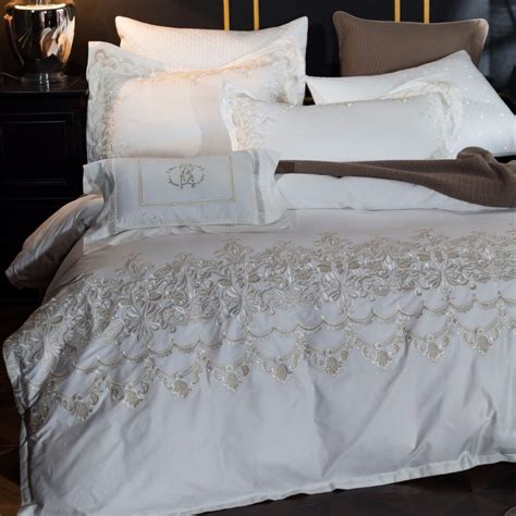 White Color Luxury Egypt Cotton Bohemia Bedding Set Queen King Size
