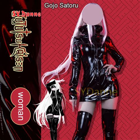 New Anime Jujutsu Kaisen Gojo Satoru Female Cosplay Costume Woman Leather Tights Uniform