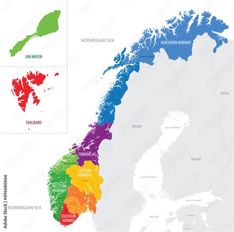 Map Of The Norway With Administrative Divisions Of The Country Into