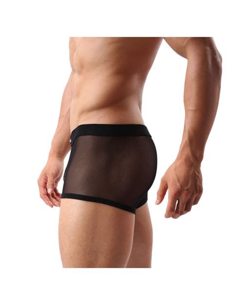 Buy Mens Underwear Sexy Mesh Breathable Boxer Briefs Low Rise Cool