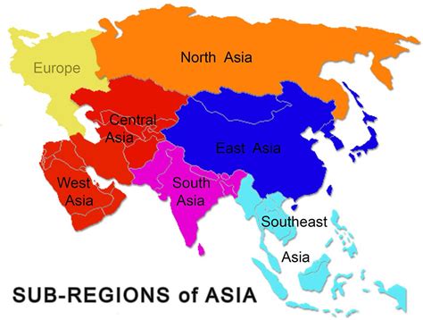 sub regions of asia southeast asia asia asia map