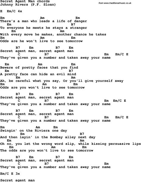On apple music secret love song (feat. Song lyrics with guitar chords for Secret Agent Man