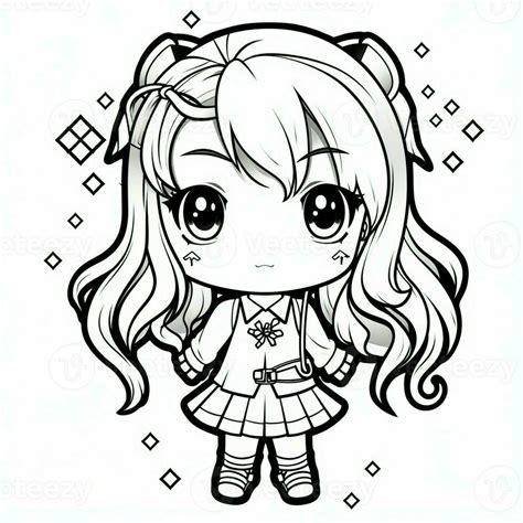 Anime Girl Coloring Pages 26672879 Stock Photo At Vecteezy