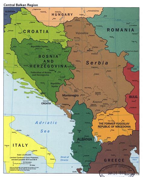 Detailed Political Map Of Central Balkan Region With Major