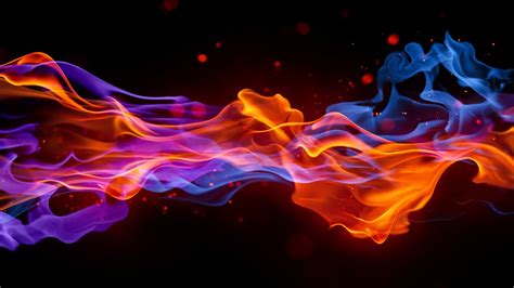 3d Cg Digital Art Fire Flames Colors Bright Rainbow Art Artistic Motion