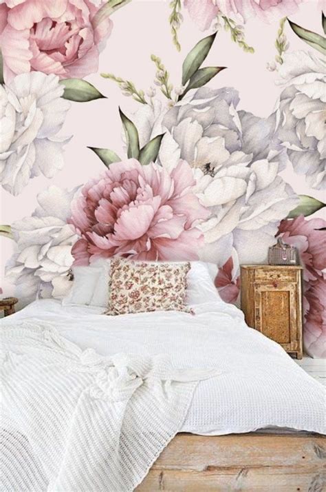 Large Peony Flower Removable Wallpaper Peel And Stick Etsy Uk Wall