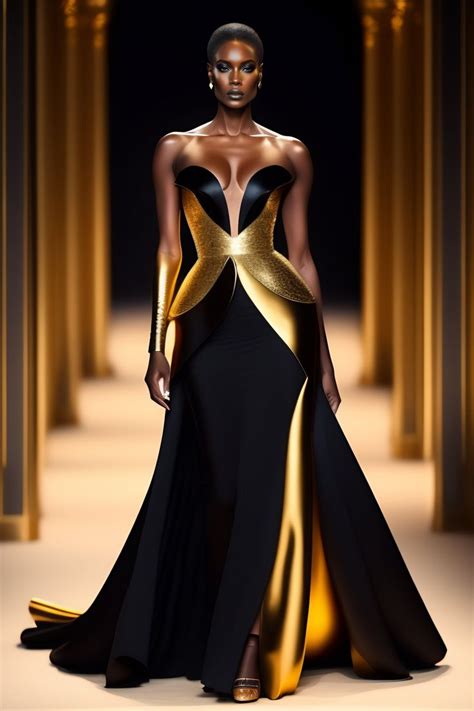 Lexica Create A Futuristic Elegant And Haute Couture Evening Dress For Women That Has Black