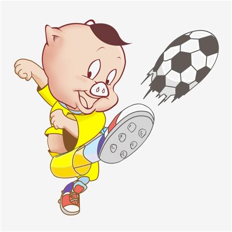 Cartoon Pig Playing Football Cartoon Pig Cartoon Pig In Yellow Clothes