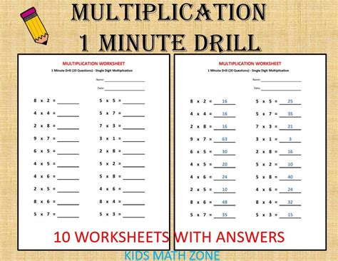 Although, my maths is good but i believe it will be more proficient after i practice all these books. Multiplication 1 minute drill H (10 Math Worksheets with answers)/pdf/ Year 2,3,4/ Grade 2,3,4 ...