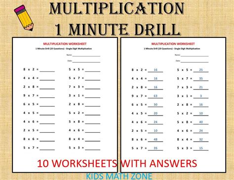 Kumon math level h answer book pdf, the ultimate kumon review finally. Multiplication 1 minute drill H (10 Math Worksheets with ...