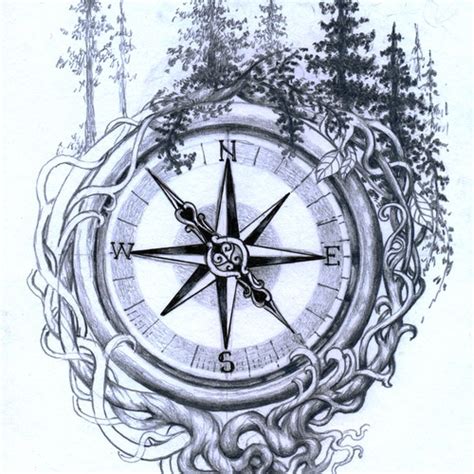 The Compass And Nature Shoulder Tattoo Help Me Cover Up Burn Scar In Style Concurso Tatuagem