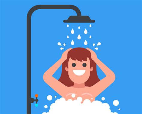 chica desnuda se lava en la ducha ducha matutina ilustración vectorial