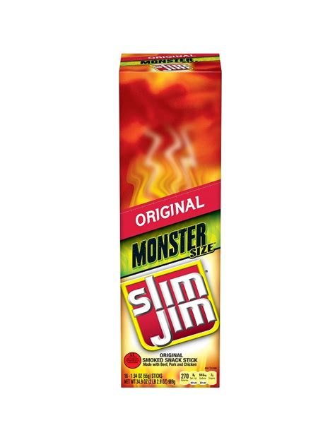 Slim Jim Monster Orginal 18ct Meat Snacks Snacks Texas Wholesale