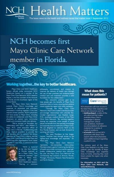 Nch Becomes First Mayo Clinic Care Network Member In Florida