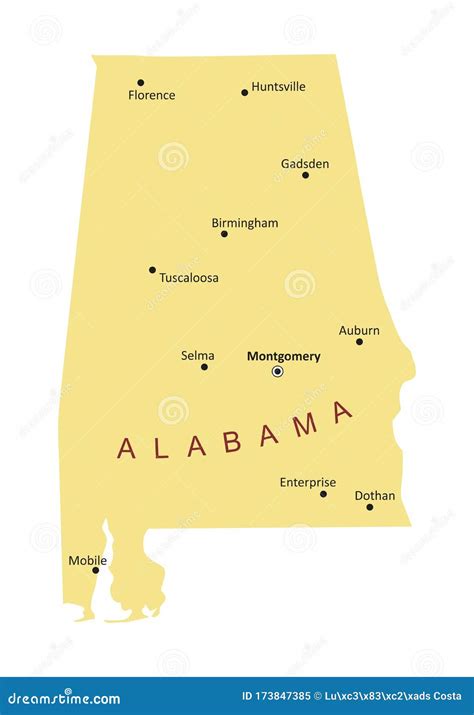Alabama Cities Map Stock Illustration Illustration Of Background