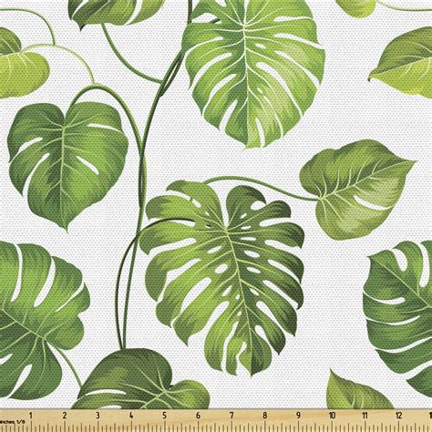 Buy Lunarable Leaf Fabric By The Yard Tropical Jungle Rainforest