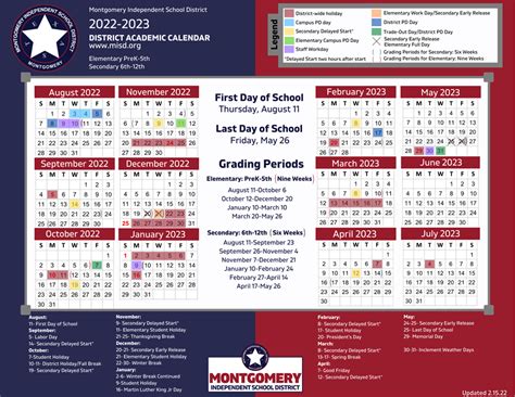 2022-2023 Calendar - Montgomery ISD