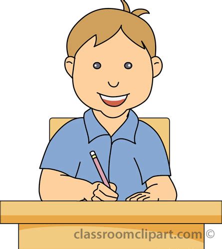 School Clipart Youngboyatdeskwriting Classroom Clipart