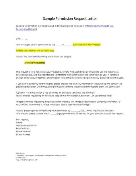 Request Letter Template For Permission Format Sample Example Images