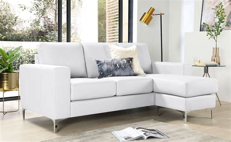 Baltimore White Leather L Shape Corner Sofa Furniture Choice