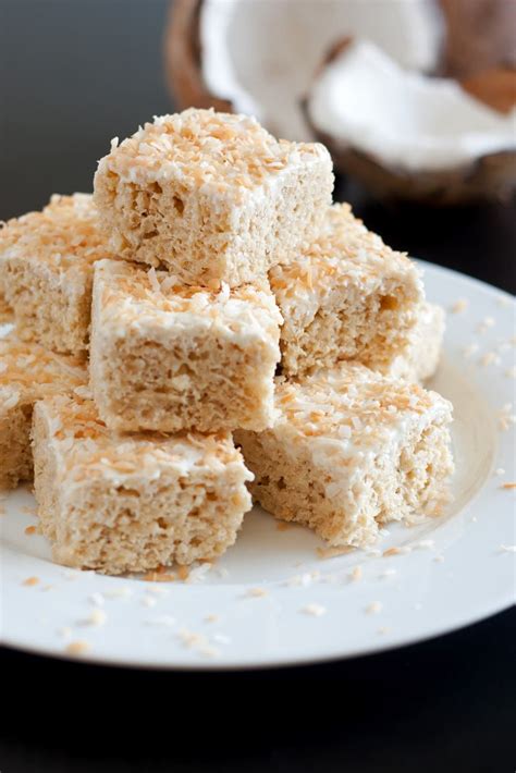 Small moments of pleasure, little treats. White Chocolate Coconut Rice Krispie Treats - Cooking Classy