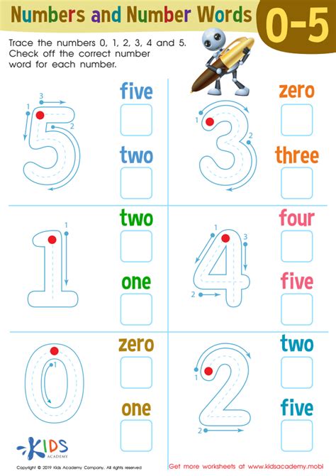 Numbers And Number Words Worksheet Free Printable Pdf For Kids